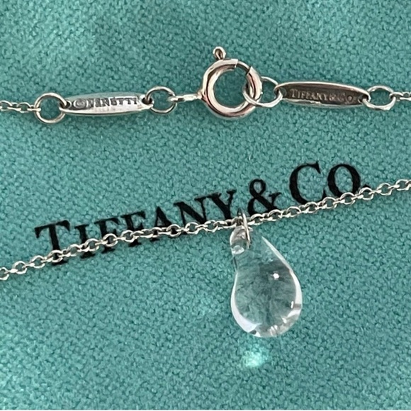Authentic “Like New” Super Rare Tiffany&Co. Rock Crystal Small Teardrop Necklace - Picture 2 of 4